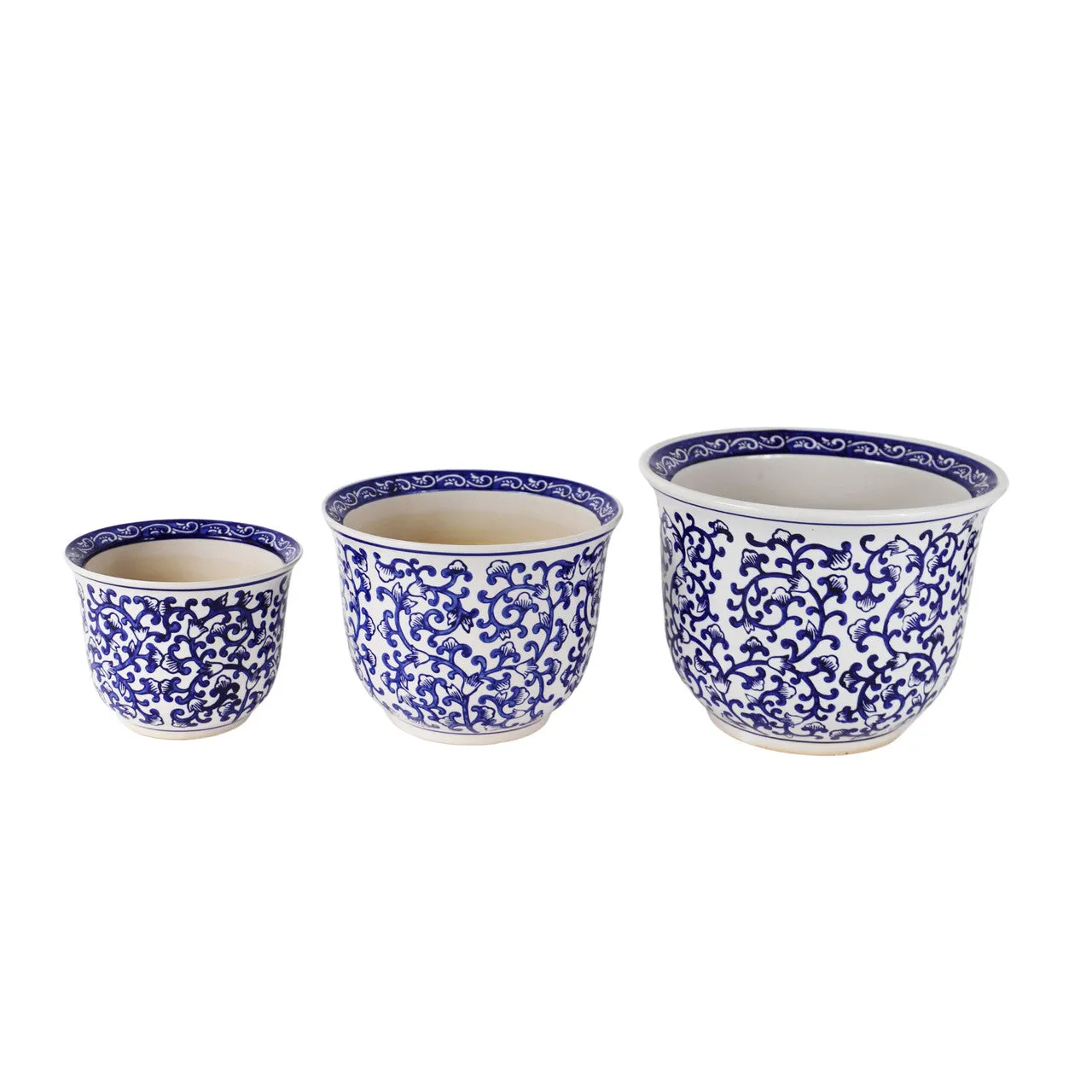 Blue and White Florentine Garden Planter Set