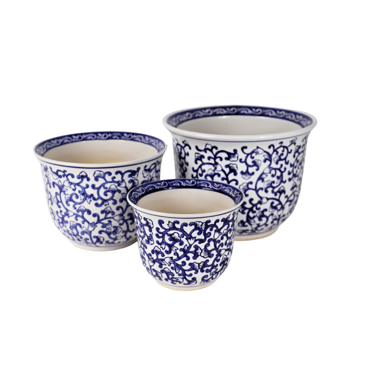 Blue and White Florentine Garden Planter Set