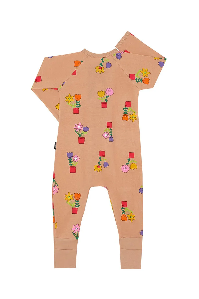 Bonds Zip Wondersuit - Flower Pots Spiced Honey