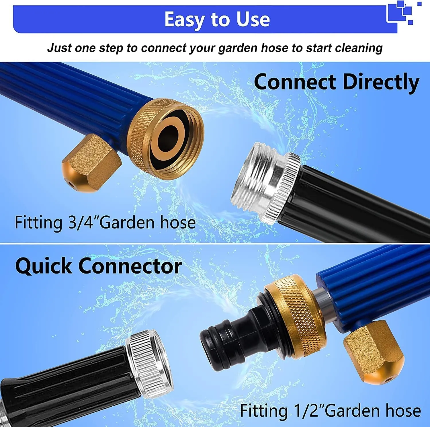 CARFKA Hydro Jet Washer High Pressure Power Washer Wand Water Hose with 2 Hose Nozzle Auto Watering Sprayer Flexible Garden Watering Sprayer for Car Wash and Window Washing 17 inch