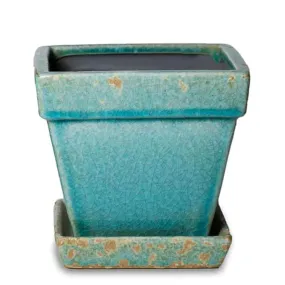 Caspian Square Pot 7in Antique Aqua