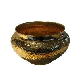 Egyptian Ornate Brass Flower Pot - Rippled