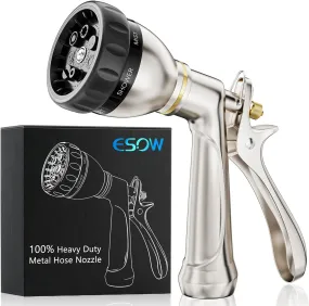 ESOW Garden Hose Nozzle 100% Heavy Duty Metal, Water Hose Sprayer with 7 Watering Patterns, Rear Trigger Design, High Pressure Nozzle Sprayer for Watering Plants, Car and Pet Washing