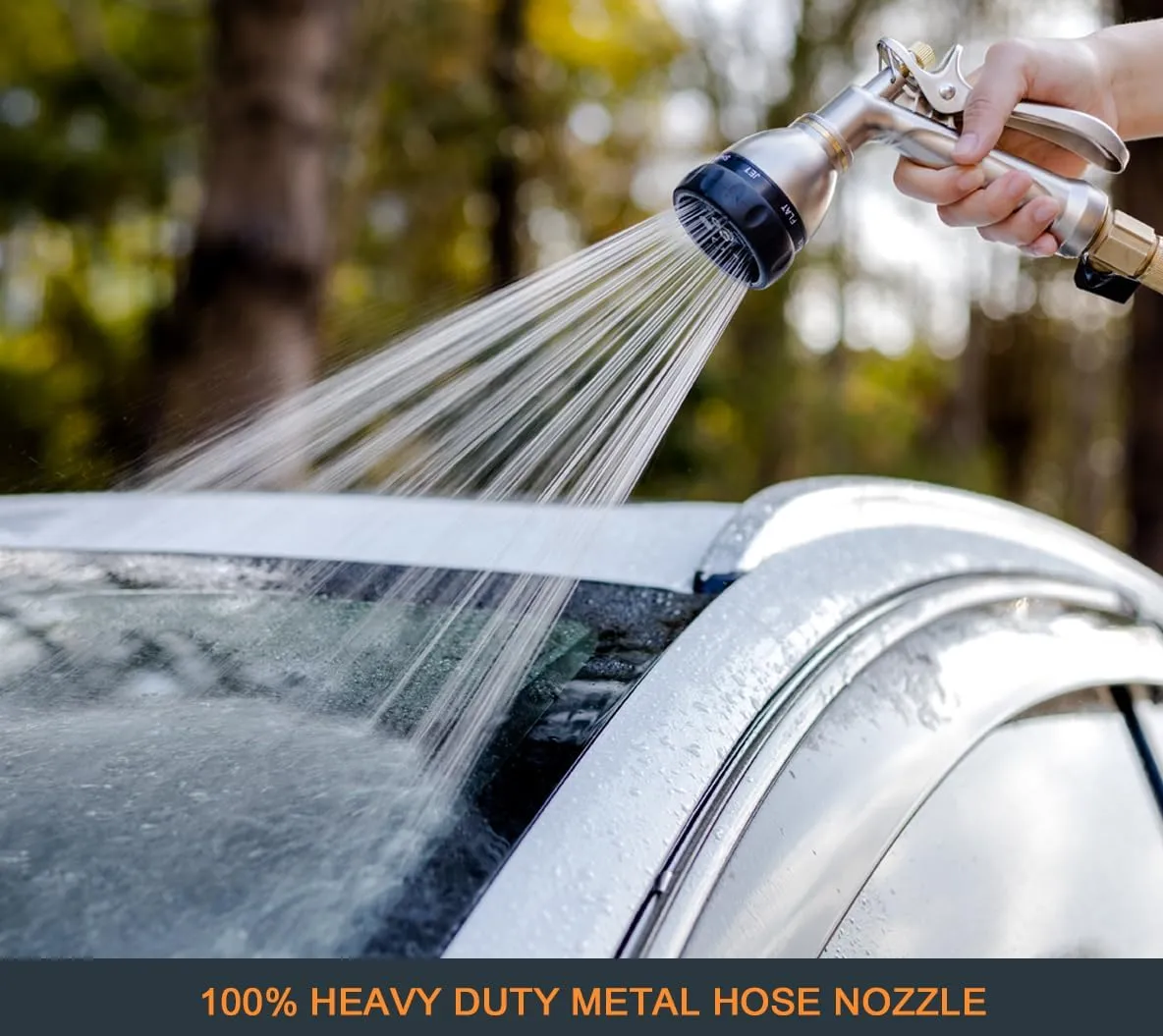 ESOW Garden Hose Nozzle 100% Heavy Duty Metal, Water Hose Sprayer with 7 Watering Patterns, Rear Trigger Design, High Pressure Nozzle Sprayer for Watering Plants, Car and Pet Washing