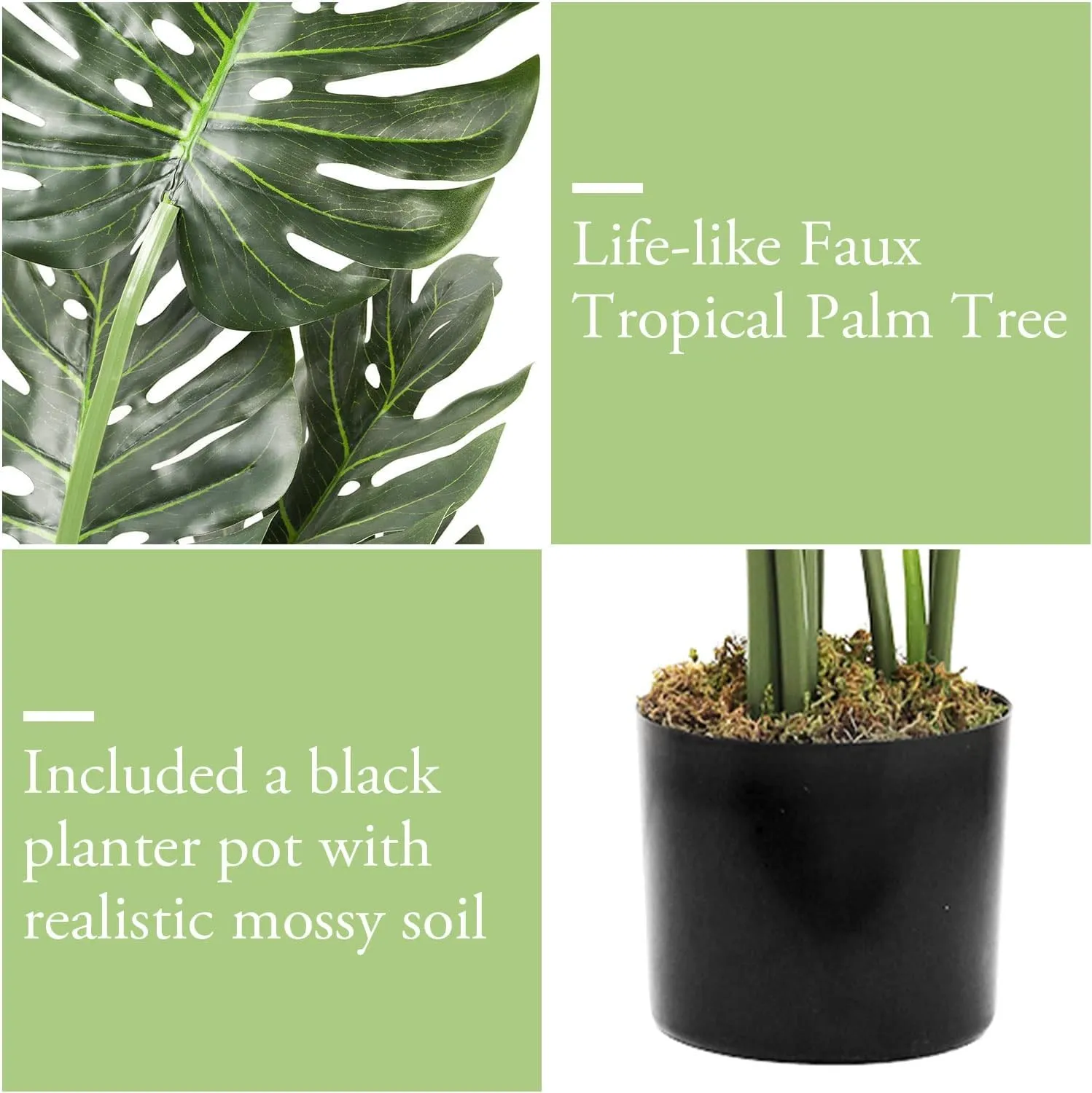 FOX & FERN Monstera Deliciosa Artificial Plant | with Basic Pot | Elevate Any Corner of Your Home/Office | Ornamental Plant Best for Gifting, Party, Home Decor (Pack of 1) (Ht. 150CM)