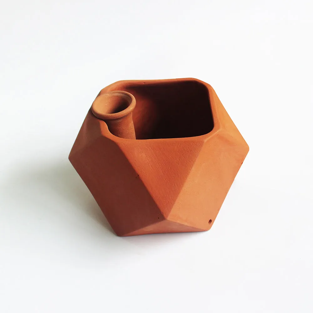 Handcrafted Terracotta D'MOND-1 Planter with Deep Root Watering System (Set of 2)