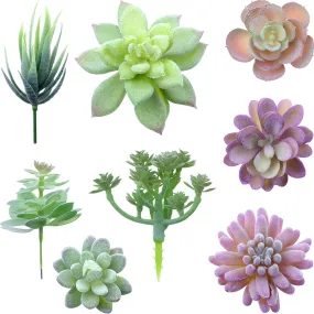 HASTHIP® 8Pcs Artificial Succulent Plants, Faux Succulent in Flocked, Fake Textured Succulent for Indoor Outdoor Floral Arrangement Home Decor and DIY Landscape Decorations