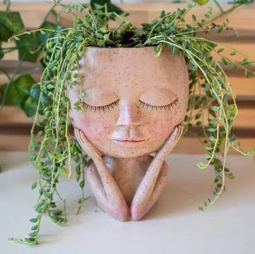 Head Face Planters Painted Plants Flower Pots Succulents Resin Planter Face Pot With Hole