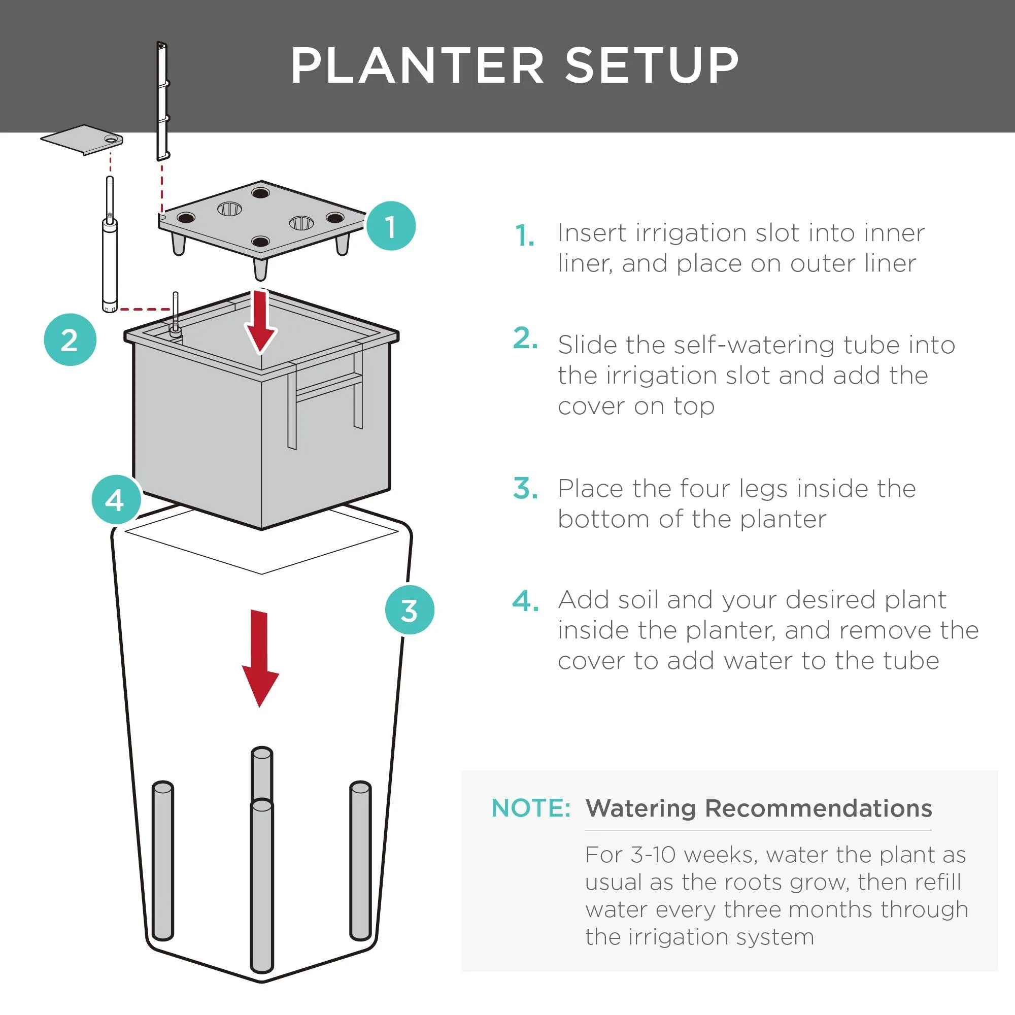 Indoor Outdoor Self-Watering Planter w/ Wheels, Water Gauge