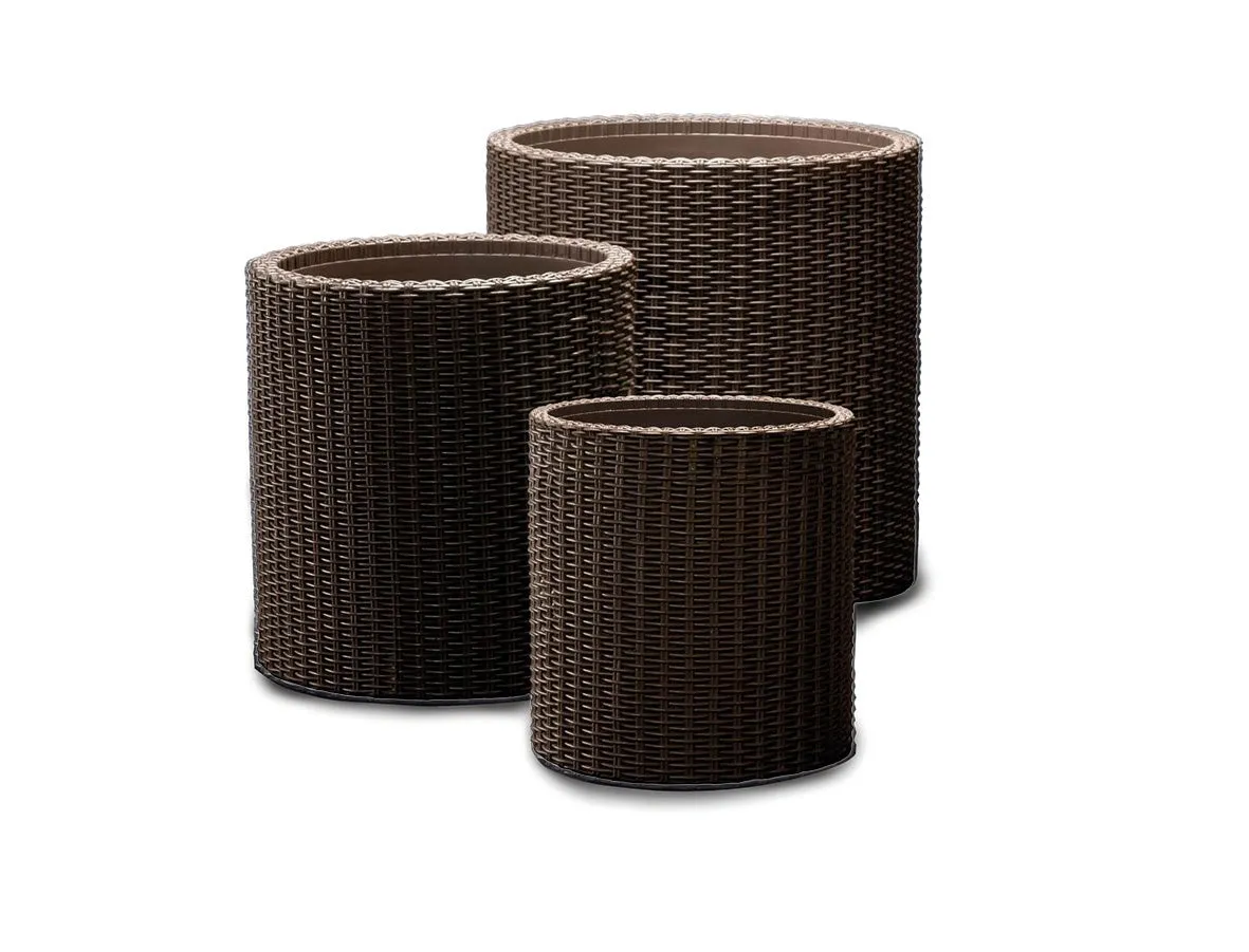 Keter Cylinder Planter- Set of 3 (S M L) - Dark Brown