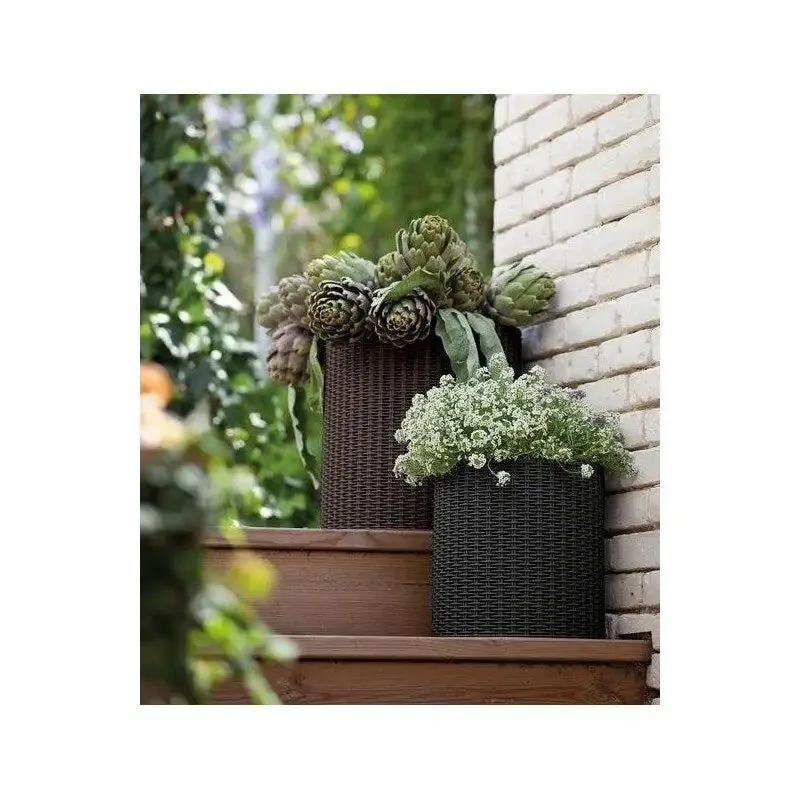 Keter Cylinder Planter- Set of 3 (S M L) - Dark Brown