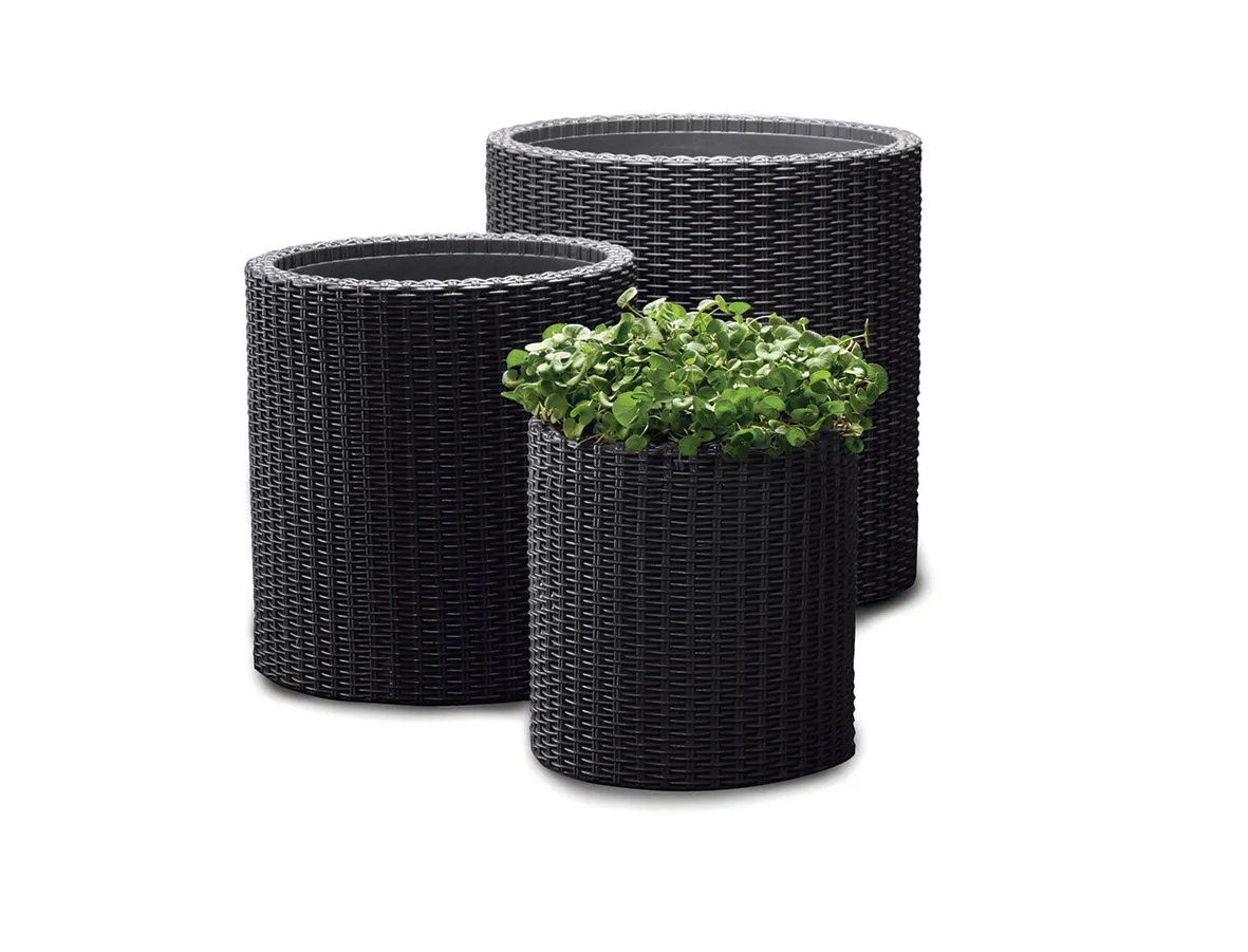 Keter Cylinder Planter- Set of 3 (S M L) - Graphite