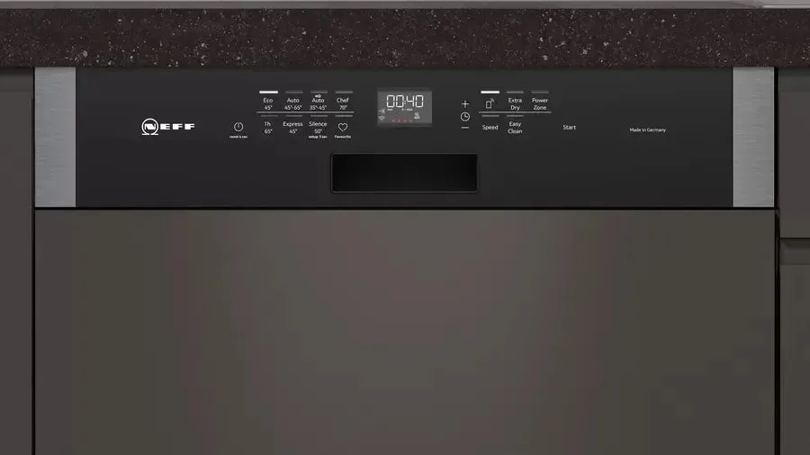 Neff Semi-Integrated Dishwasher 60 cm, Brushed steel, tall tub