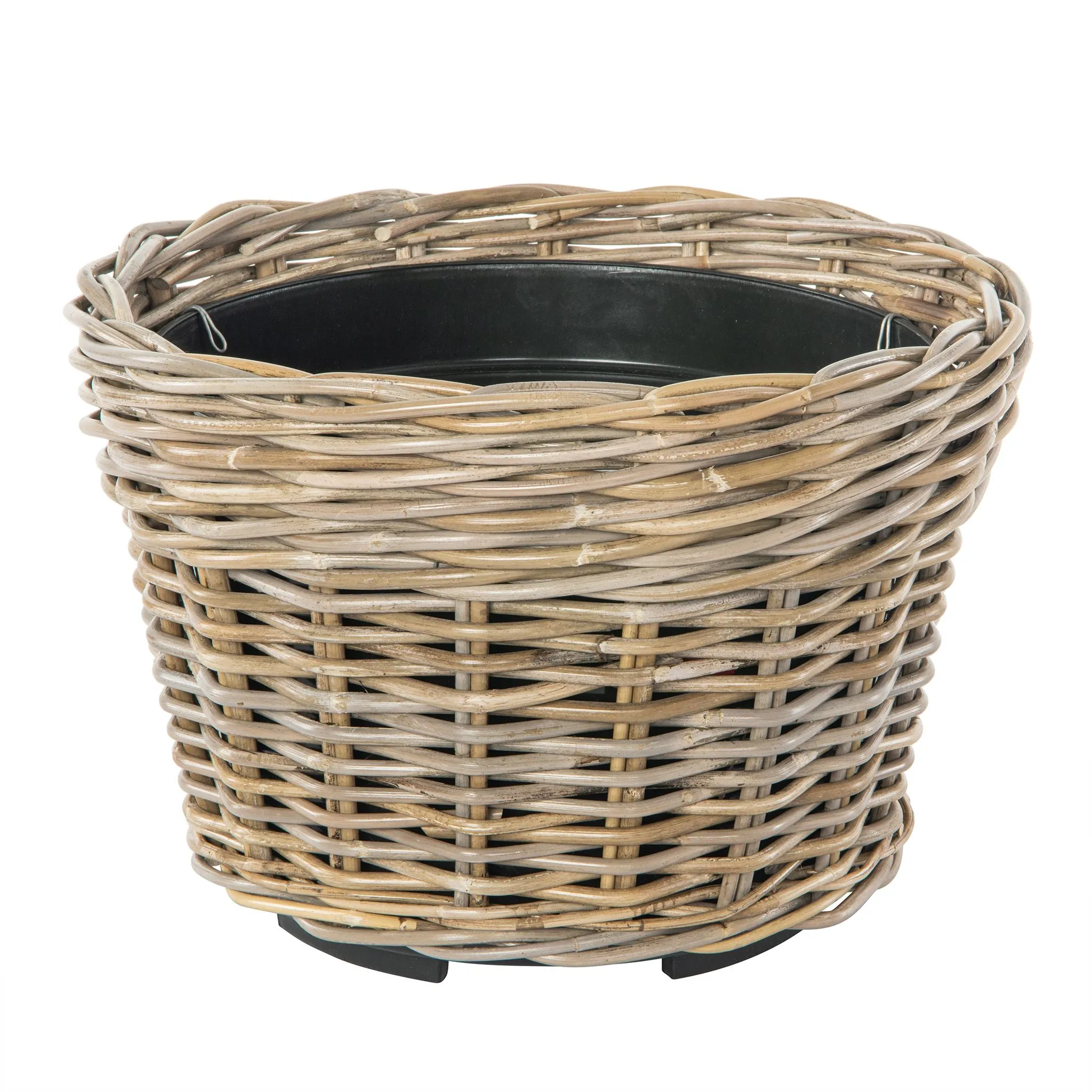 Rattan Kobo Conical Indoor & Outdoor Planter Basket with Plastic Pot