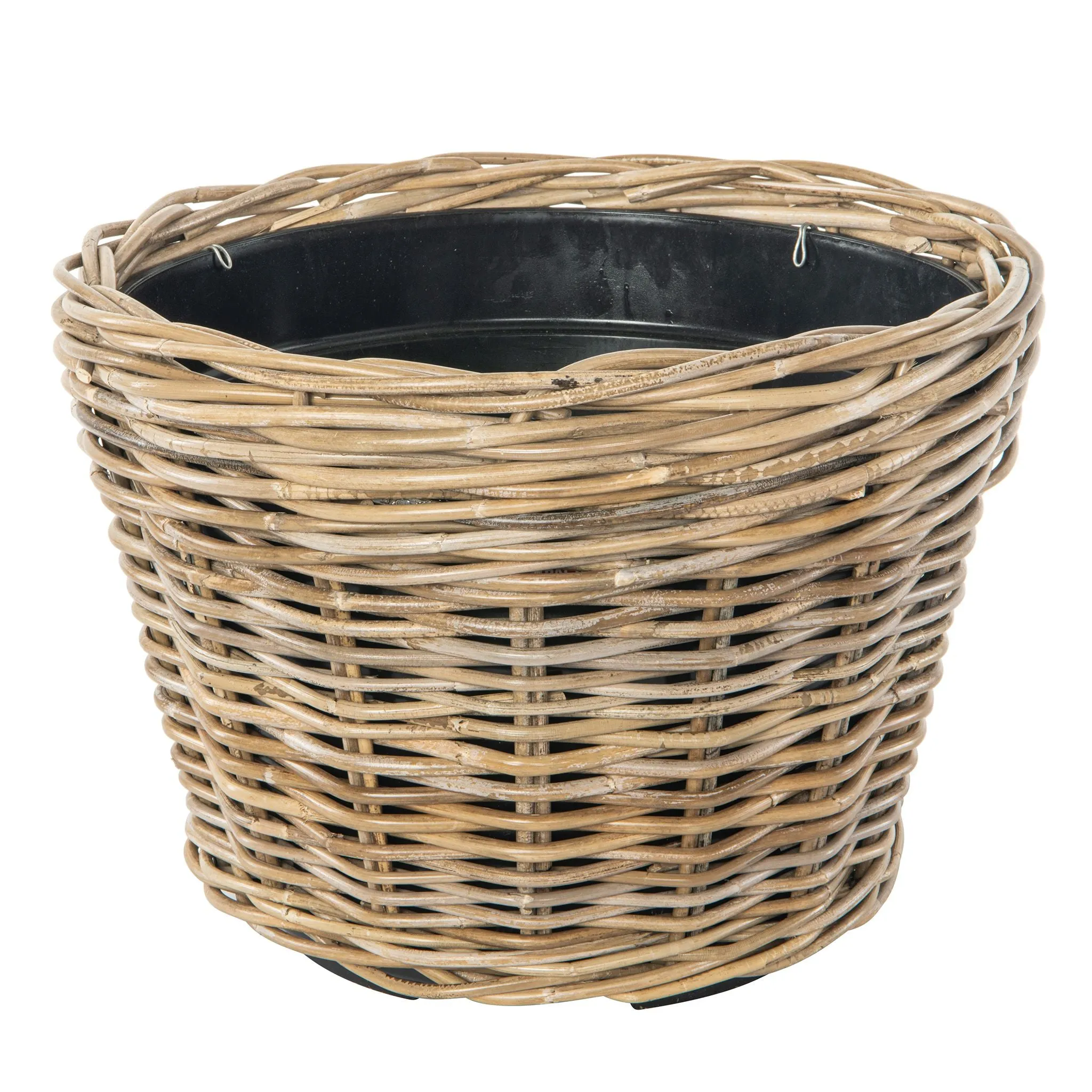 Rattan Kobo Conical Indoor & Outdoor Planter Basket with Plastic Pot