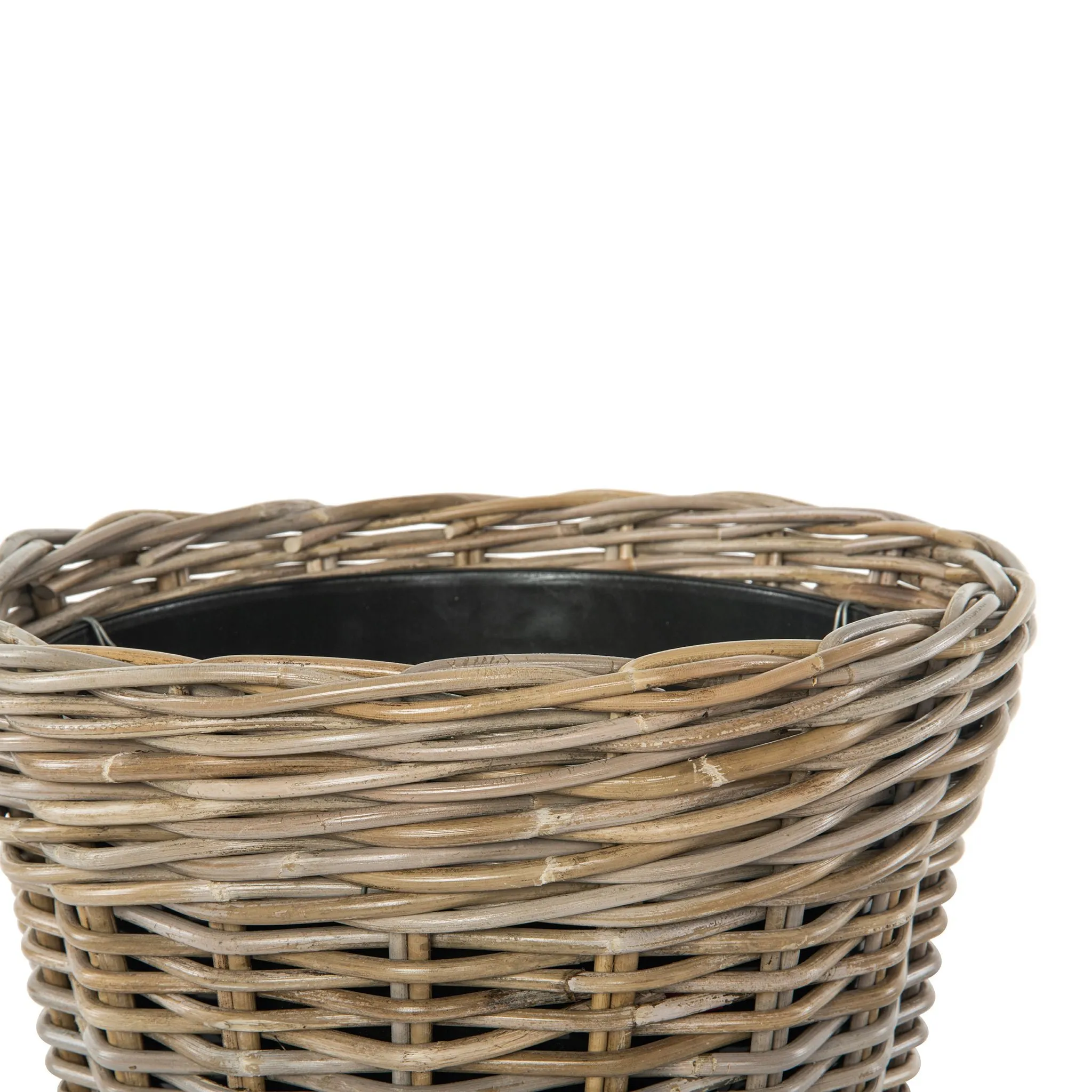 Rattan Kobo Conical Indoor & Outdoor Planter Basket with Plastic Pot