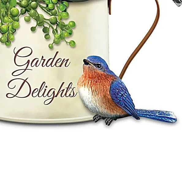 The Bradford Exchange "Garden Delights" Always In Bloom Succulent Planters with Sculpted Songbirds Table Centerpiece 6-inches