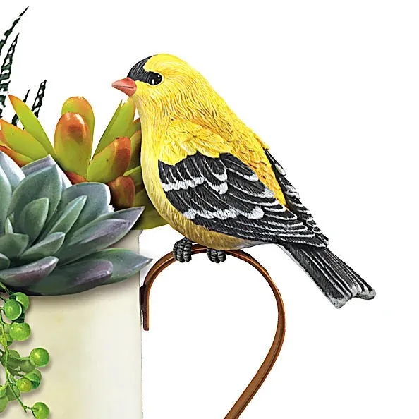 The Bradford Exchange "Garden Delights" Always In Bloom Succulent Planters with Sculpted Songbirds Table Centerpiece 6-inches