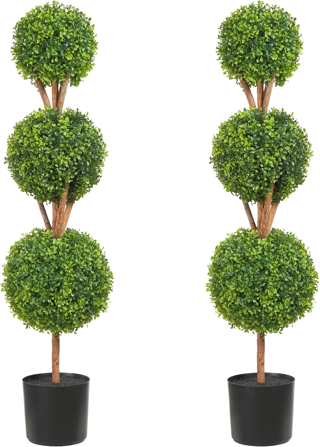 Vevor 48" Artificial Boxwood Topiaries 2-Pack with Planters 3-Ball Shape Faux Trees Indoor/Outdoor New