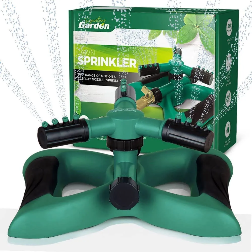 Water Sprinklers For Yard, Three Arm Sprinkler, 12 Built-In Spray